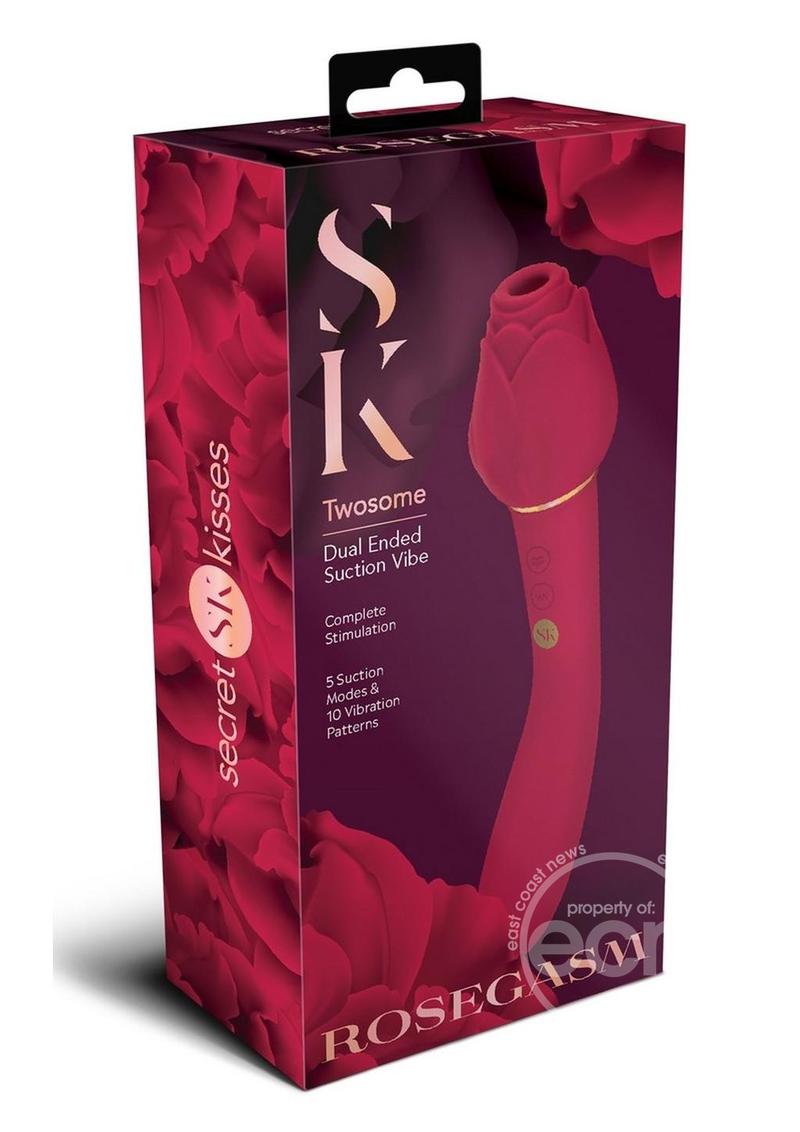 Secret Kisses Rosegasm Twosome Dual End Vibrator with Clitoral Stimulator