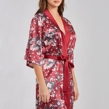 Load image into Gallery viewer, I Collection satin floral robe with satin trim

