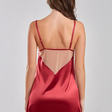 Load image into Gallery viewer, I Collection satin chemise w mesh trim
